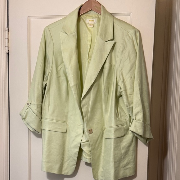 Anthropologie Jackets & Blazers - Gorgeous worn once linen Anthropologie Light Green Blazer size 16